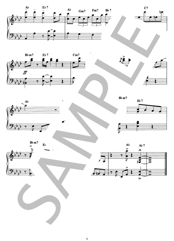 ソナタ「悲愴」第2楽章 ジャズアレンジ (ルートヴィヒ・ヴァン・ベートーヴェン) / ピアノソロ その他 - サンプル譜面 5/5