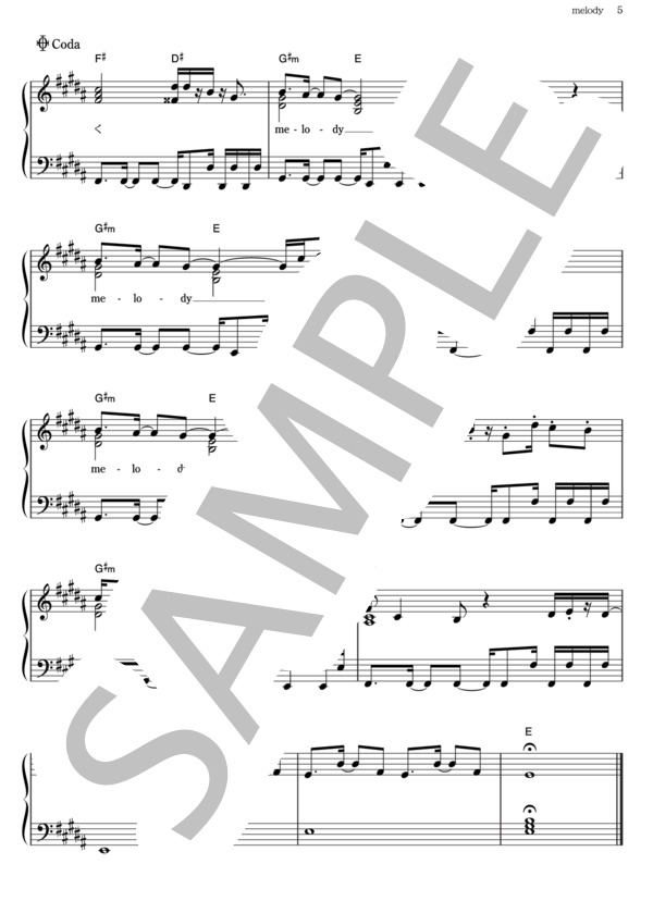 melody (絢香) / ピアノ弾き語り その他 - サンプル譜面 5/5