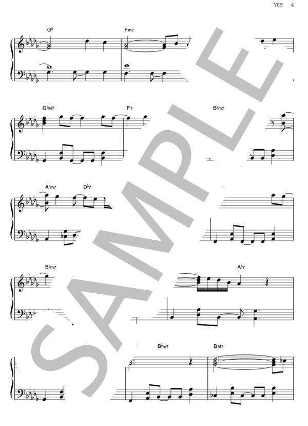 YES! (EXILE) / ピアノソロ その他 - サンプル譜面 4/5