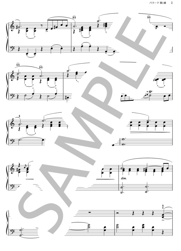 バラード 第1番 Op. 23 (ショパン) / ピアノソロ その他 - サンプル譜面 2/4