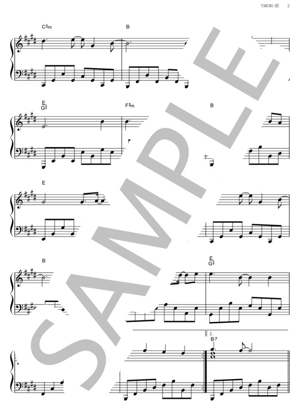 TAKUMI / 匠 (松谷 卓) / ピアノソロ その他 - サンプル譜面 2/5