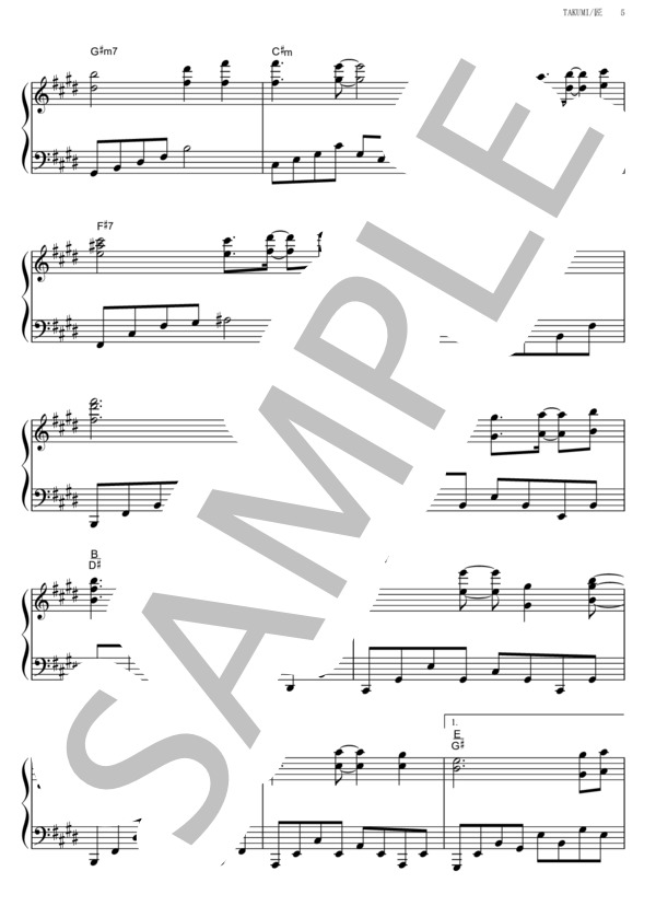 TAKUMI / 匠 (松谷 卓) / ピアノソロ その他 - サンプル譜面 5/5