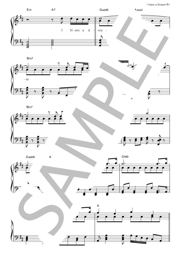 I Have a Dream (アンジェラ・アキ) / ピアノソロ その他 - サンプル譜面 5/5