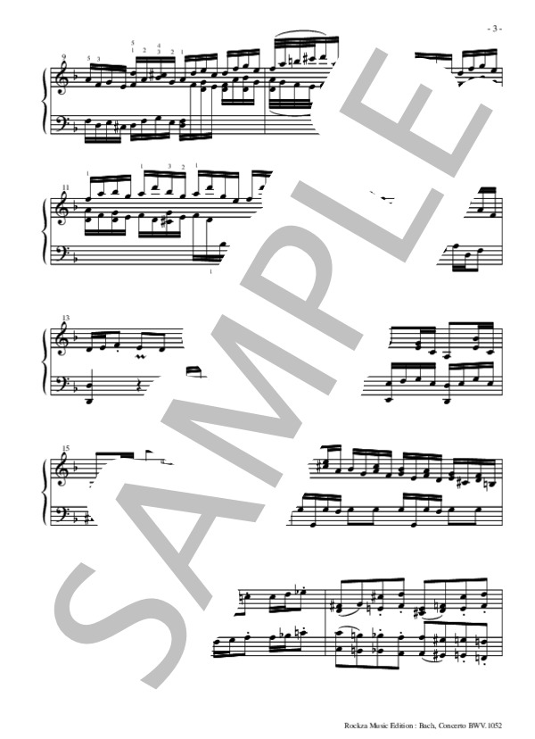 バッハ：チェンバロ協奏曲No.1ニ短調BWV.1052 ピアノソロ編曲 (Rockzaemon) / 上級 - サンプル譜面 4/5