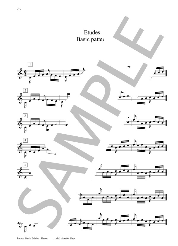 ハノン：基本練習早見表（ハープ用） (Rockzaemon) / 初級 - サンプル譜面 3/5