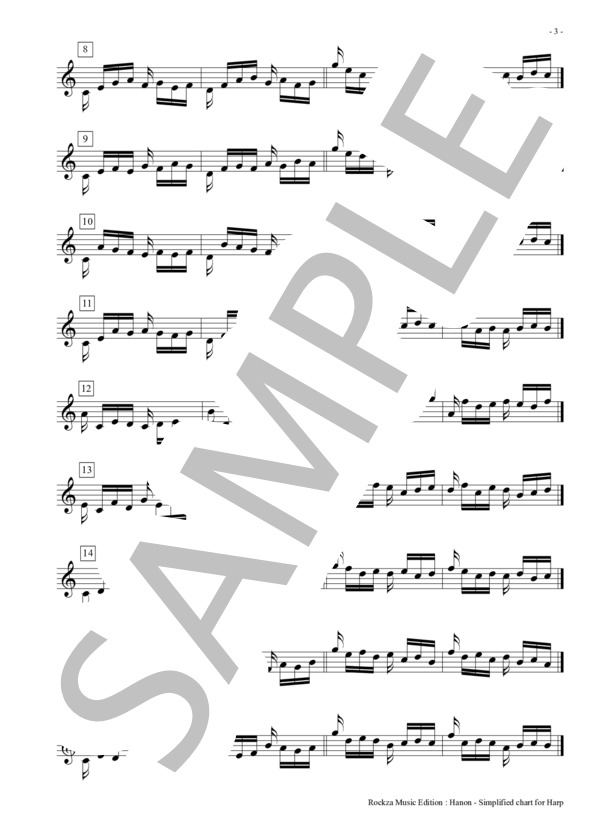 ハノン：基本練習早見表（ハープ用） (Rockzaemon) / 初級 - サンプル譜面 4/5