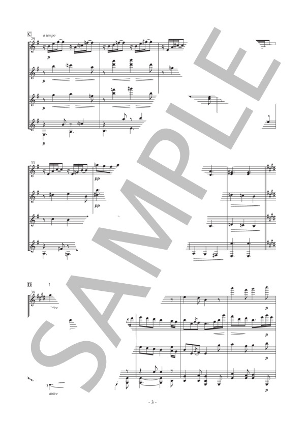 ギターカルテット ブラームス 壺井一歩編曲｜インテルメッツォOp117-1 (ヨハネス・ブラームス) / ギター重奏 中級 - サンプル譜面 4/5