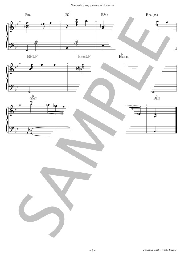 いつか王子様が    /    ピアノソロ コード付き (フランク・チャーチル) / 初級 - サンプル譜面 3/3