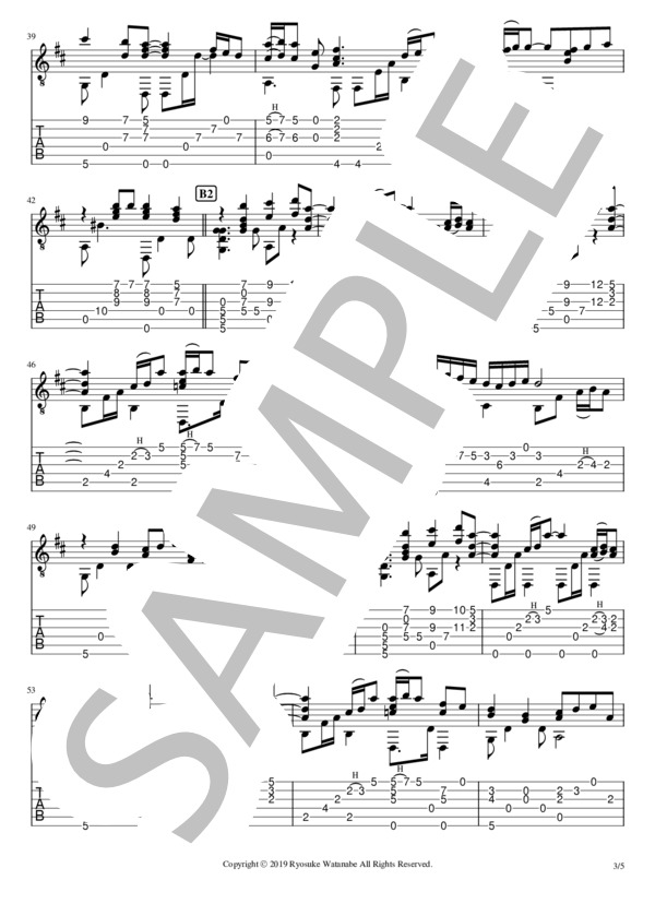 在処 (渡辺 良介) / ギターソロ 中級 - サンプル譜面 3/5