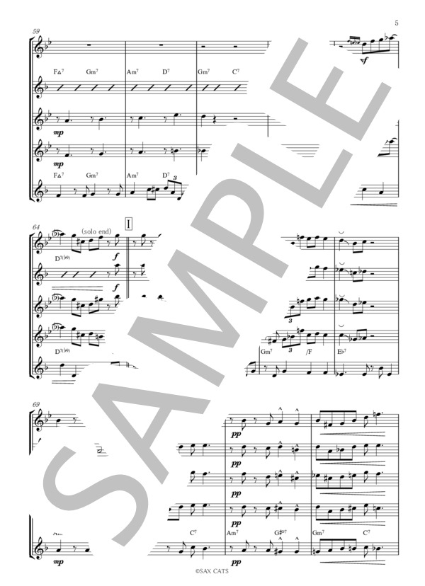 Tea For Two / 二人でお茶を (SAX CATS) / アンサンブル木管 初〜中級 - サンプル譜面 5/5