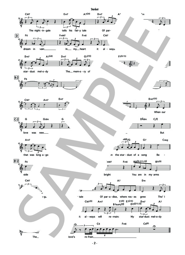 スターダスト - ロッド・スチュワート (key in C) (ロッド スチュワート) / メロディ その他 - サンプル譜面 2/2
