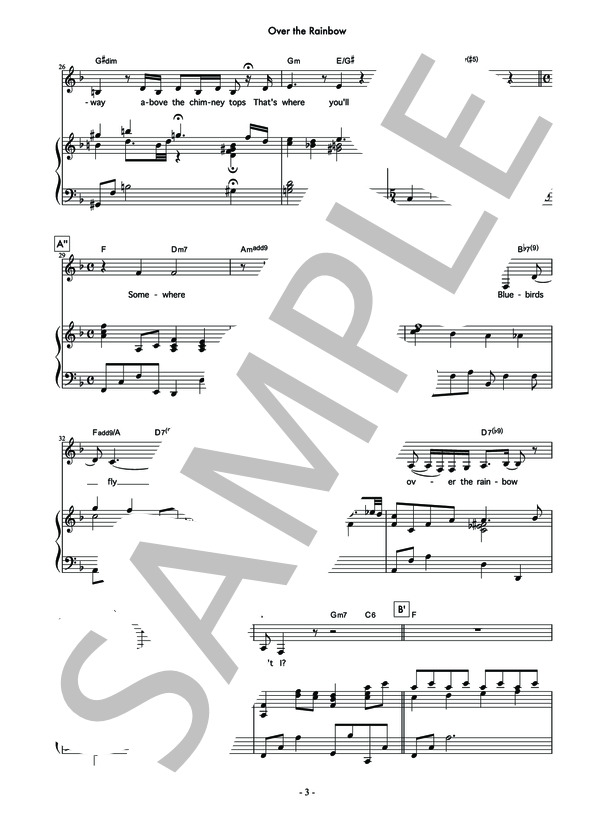 Over The Rainbow - レネー・ゼルウィガー from 映画『ジュディ 虹の彼方に』 / ピアノ伴奏 中級 - サンプル譜面 3/4