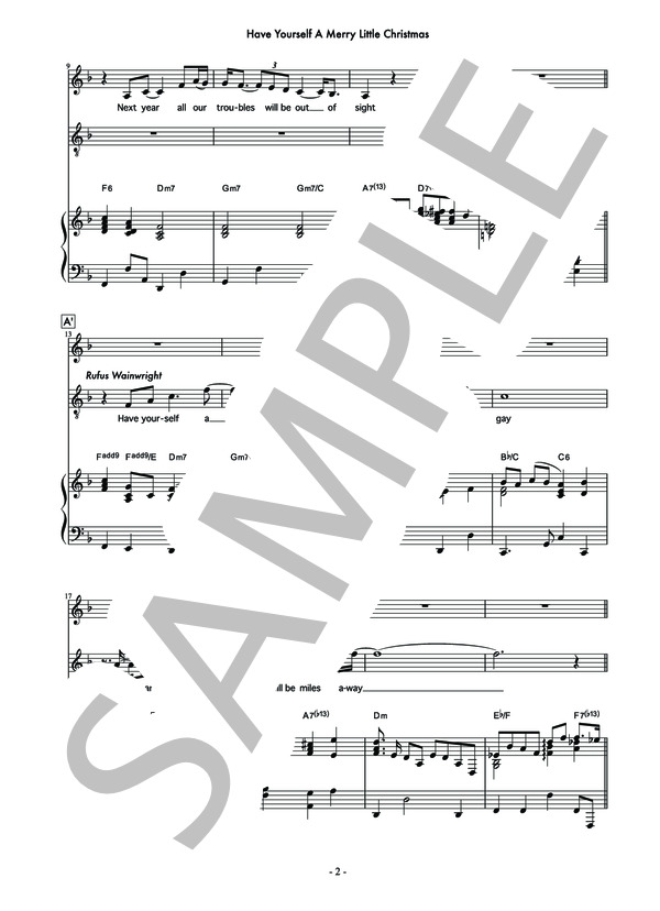 Have Yourself A Merry Little Christmas - レネー・ゼルウィガー＆ルーファス・ウェインライト / ピアノ伴奏 中級 - サンプル譜面 2/4
