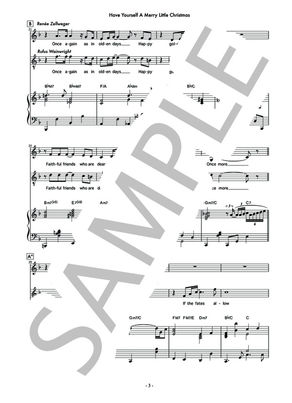 Have Yourself A Merry Little Christmas - レネー・ゼルウィガー＆ルーファス・ウェインライト / ピアノ伴奏 中級 - サンプル譜面 3/4