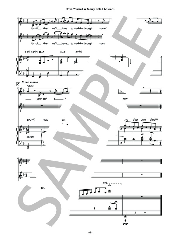 Have Yourself A Merry Little Christmas - レネー・ゼルウィガー＆ルーファス・ウェインライト / ピアノ伴奏 中級 - サンプル譜面 4/4