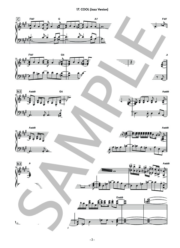 COOL(Jazz Version) ピアノ・ソロ - フジテレビ系ドラマ「SUITS / スーツ」劇中曲 オリジナルサウンドトラックより (眞鍋 昭大) / ピアノソロ 上級 - サンプル譜面 2/4