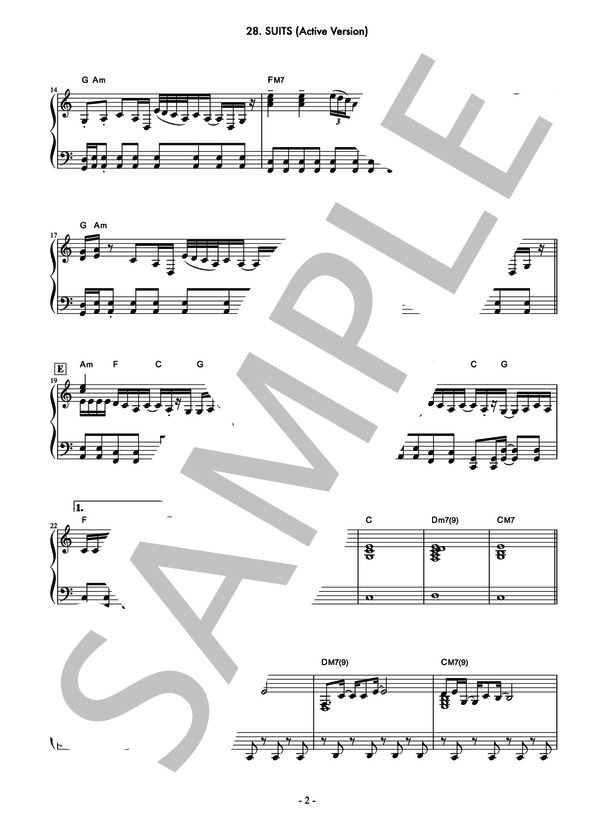 SUITS(Active Version) ピアノソロ - フジテレビ系ドラマ「SUITS / スーツ」オリジナルサウンドトラックより (眞鍋 昭大) / 中級 - サンプル譜面 2/3