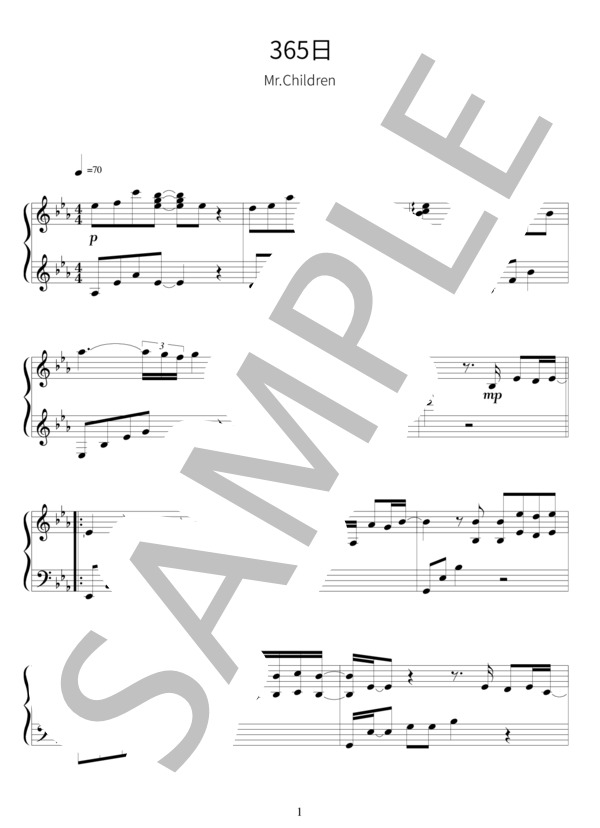 楽譜】365日 / Mr.Children (ピアノソロ / 中級) - Piascore 楽譜ストア