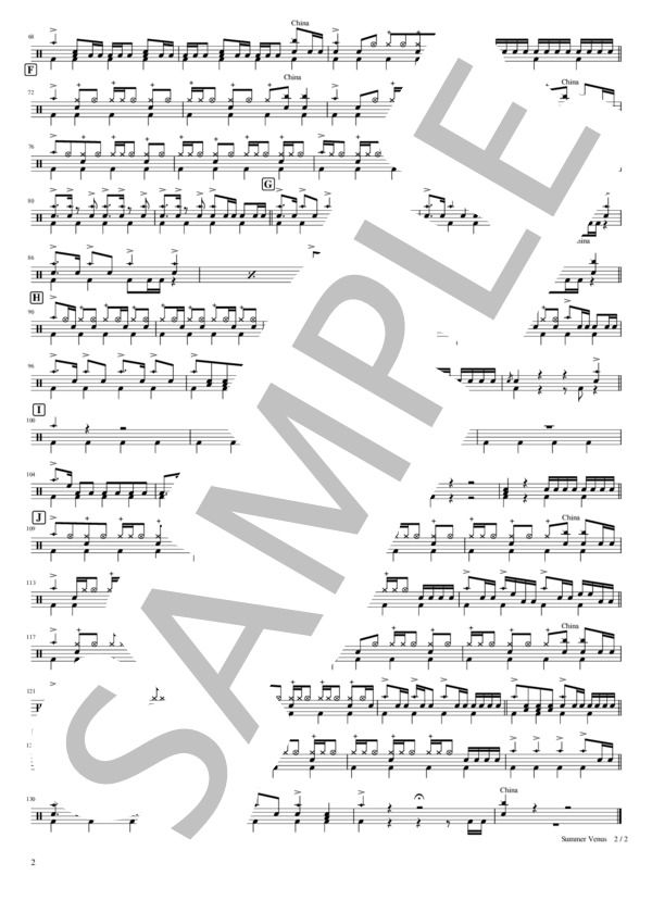 Summer Venus (KEYTALK) / ドラム 中級 - サンプル譜面 2/2