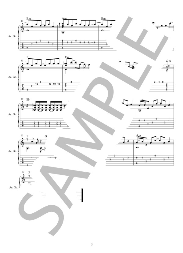 サンキュ. ソロギターアレンジ (DREAMS COME TRUE) / ギターソロ 入門 - サンプル譜面 3/3