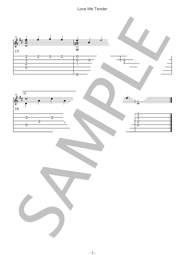 オーラ・リー［ラブ・ミー・テンダー］ (ジョージ・R・プールトン) / ギターソロ 入門〜初級 - サンプル譜面 3/3