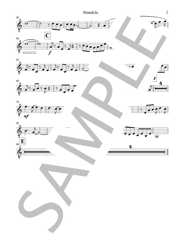 Little Tune for Mandolin Orchestra No.3「風の彼方へ」 マンドラ パート譜 (大村 慎一) / マンドリン 初〜中級 - サンプル譜面 2/3