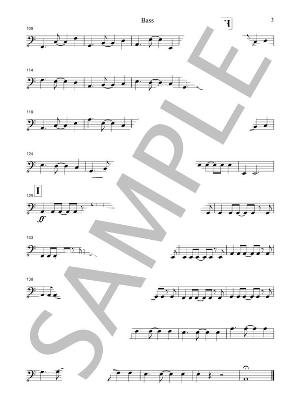 Little Tune for Mandolin Orchestra No.3「風の彼方へ」 ベースパート譜 (大村 慎一) / マンドリン 初〜中級 - サンプル譜面 3/3