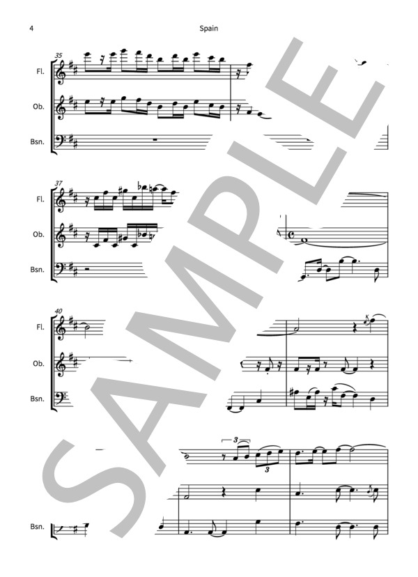 【木管三重奏】Spain(Fl, Ob, Bsn) (チック・コリア) / アンサンブル木管 中〜上級 - サンプル譜面 4/5