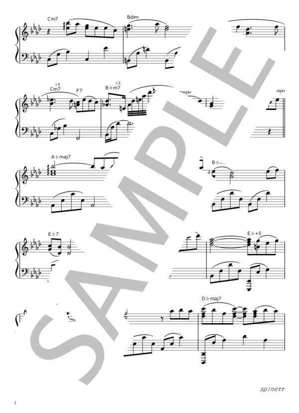 Memory of Smile 『ルパン三世』より (大野 雄二) / ピアノソロ 中〜上級 - サンプル譜面 2/3