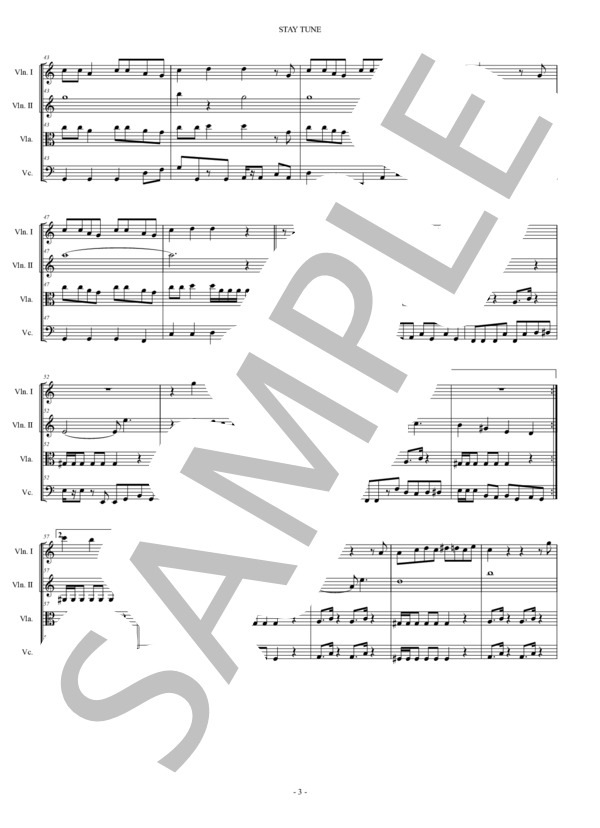 STAY TUNE Suchmos 弦楽四重奏 スコアとパート譜 / アンサンブルパート 中〜上級 - サンプル譜面 3/5