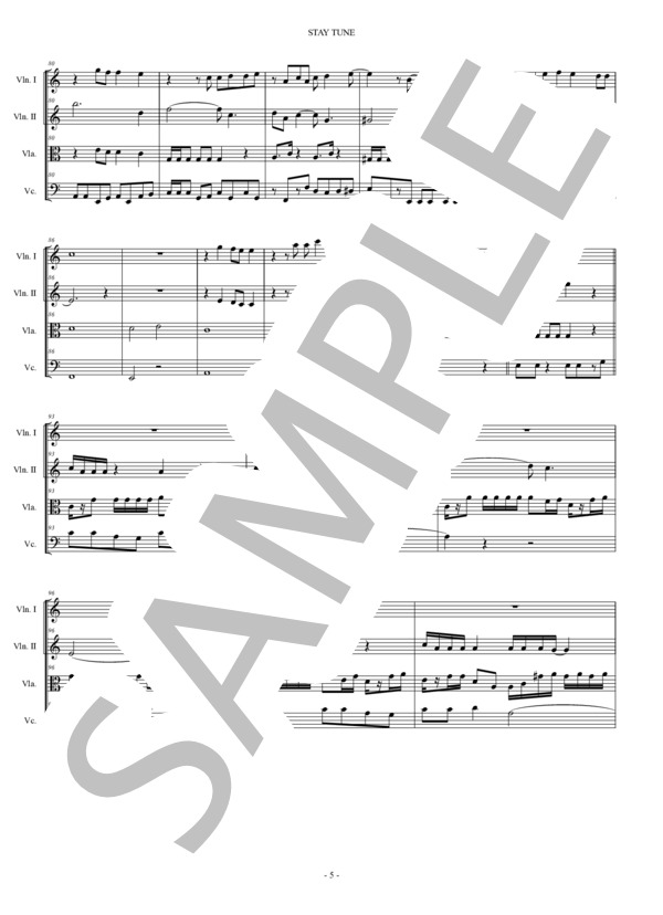 STAY TUNE Suchmos 弦楽四重奏 スコアとパート譜 / アンサンブルパート 中〜上級 - サンプル譜面 5/5