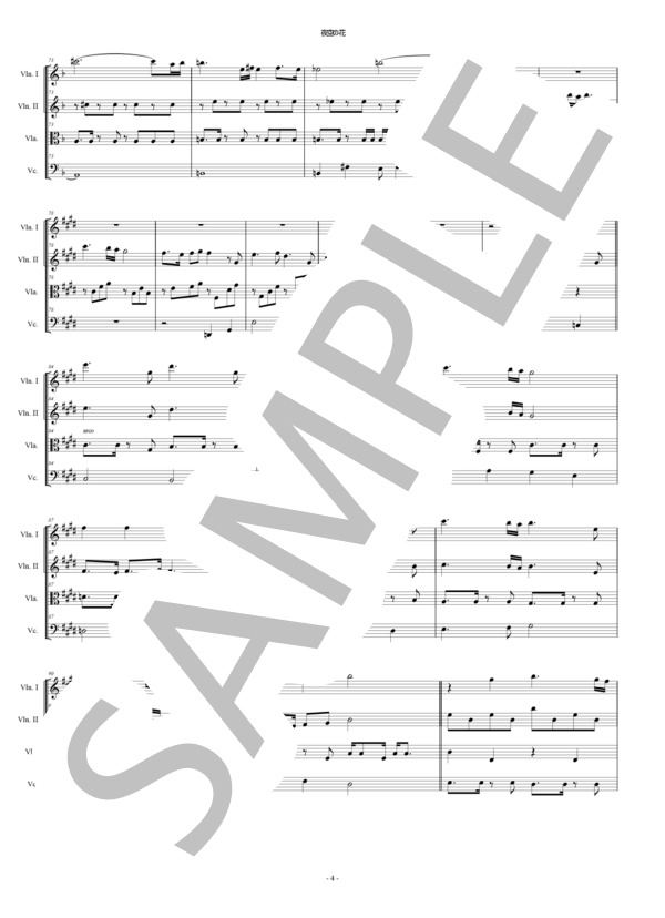 夜空の花 (ガイアの夜明け エンディング) 弦楽四重奏 スコアとパート譜 (新井 誠志) / アンサンブルパート 中〜上級 - サンプル譜面 4/5