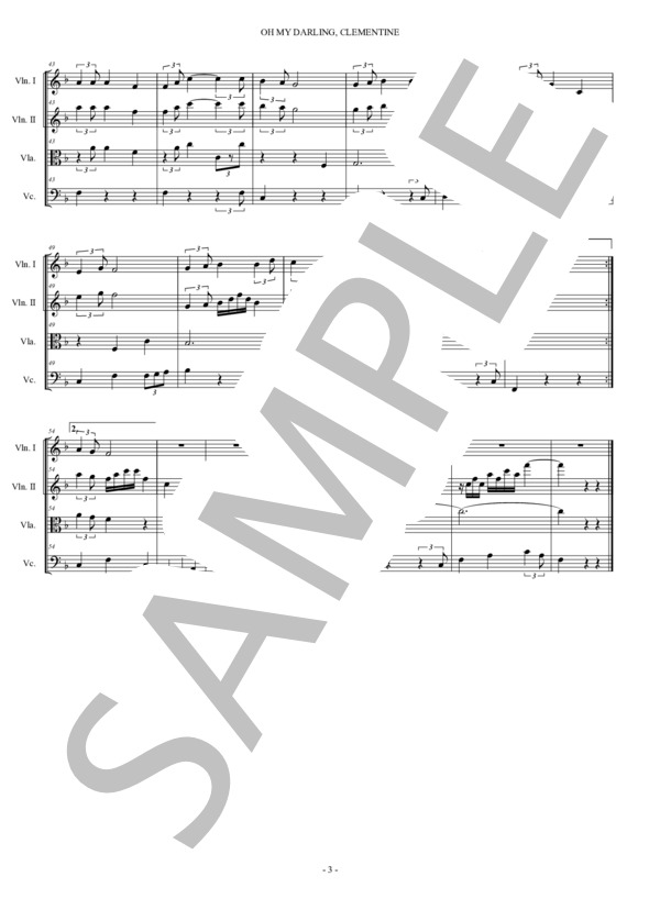 雪山讃歌 米国民謡 弦楽四重奏 スコアとパート譜 (米国 民謡) / アンサンブルリコーダー 中〜上級 - サンプル譜面 3/5