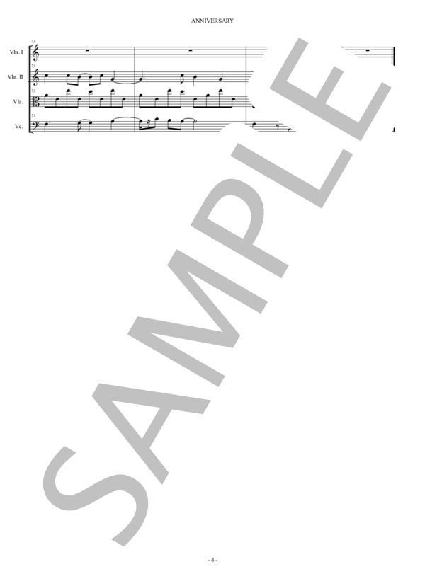 ANNIVERSARY 松任谷由実 弦楽四重奏 スコアとパート譜 (松任谷 由実) / アンサンブルパート 中〜上級 - サンプル譜面 4/5