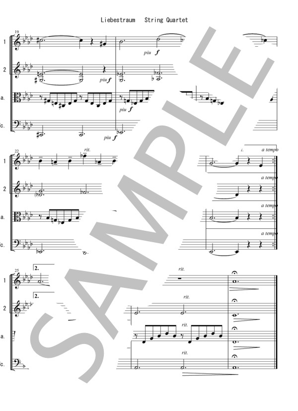 [KTA] 愛の夢 フランツ・リスト 弦楽四重奏 バイオリン ビオラ チェロ / 中〜上級 - サンプル譜面 3/5
