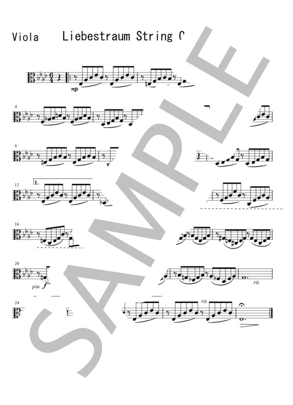 [KTA] 愛の夢 フランツ・リスト 弦楽四重奏 バイオリン ビオラ チェロ / 中〜上級 - サンプル譜面 4/5