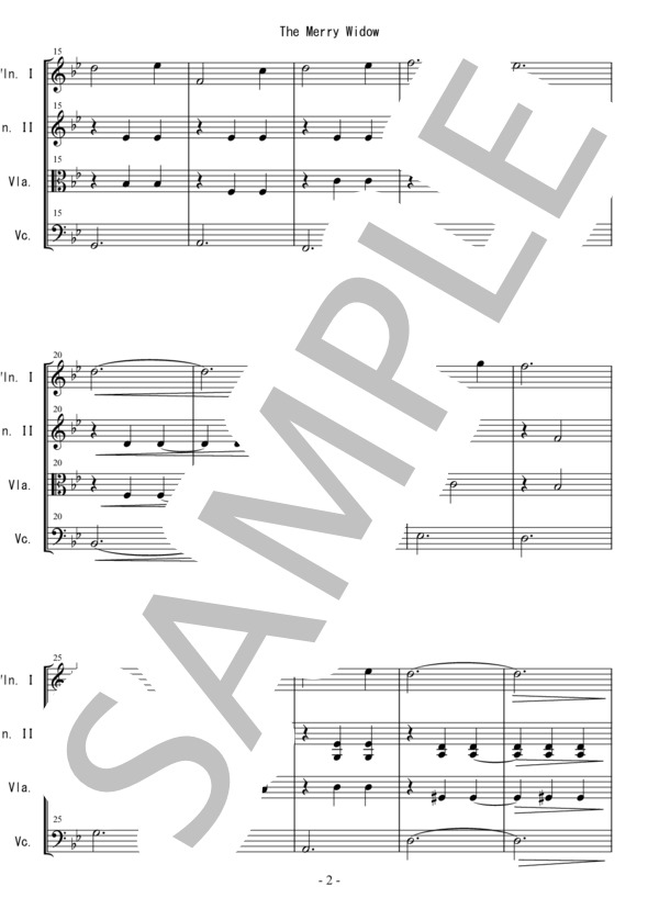 [KTA] レハール メリー・ウィドウ 弦楽四重奏 バイオリン ビオラ チェロ (フランツ・レハール) / 中〜上級 - サンプル譜面 2/5