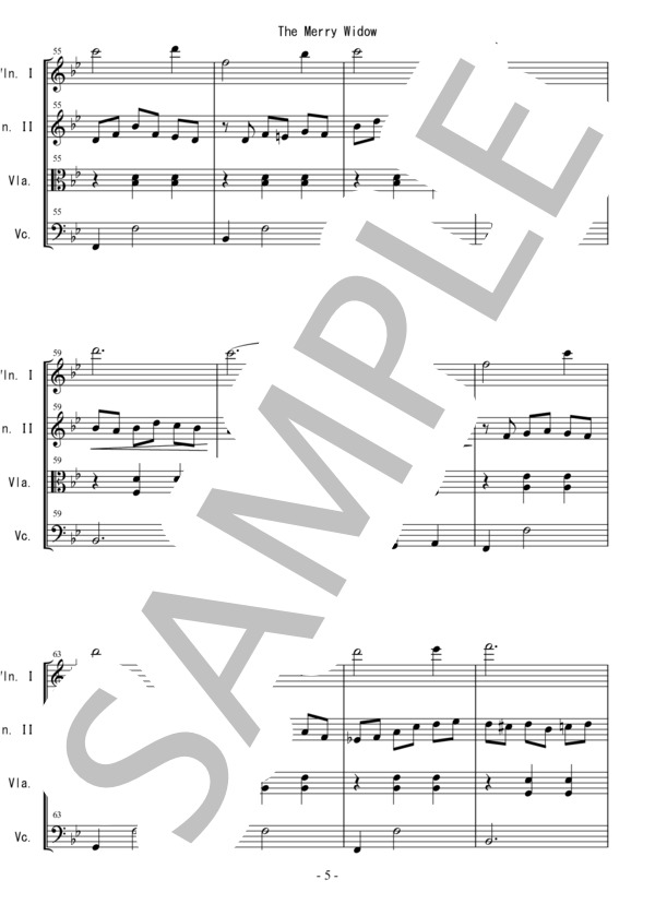[KTA] レハール メリー・ウィドウ 弦楽四重奏 バイオリン ビオラ チェロ (フランツ・レハール) / 中〜上級 - サンプル譜面 5/5