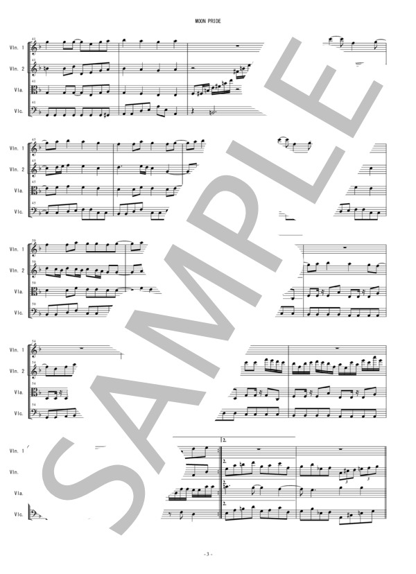 MOON PRIDE ももいろクローバーZ 弦楽四重奏 バイオリン ビオラ チェロ / 中〜上級 - サンプル譜面 3/5
