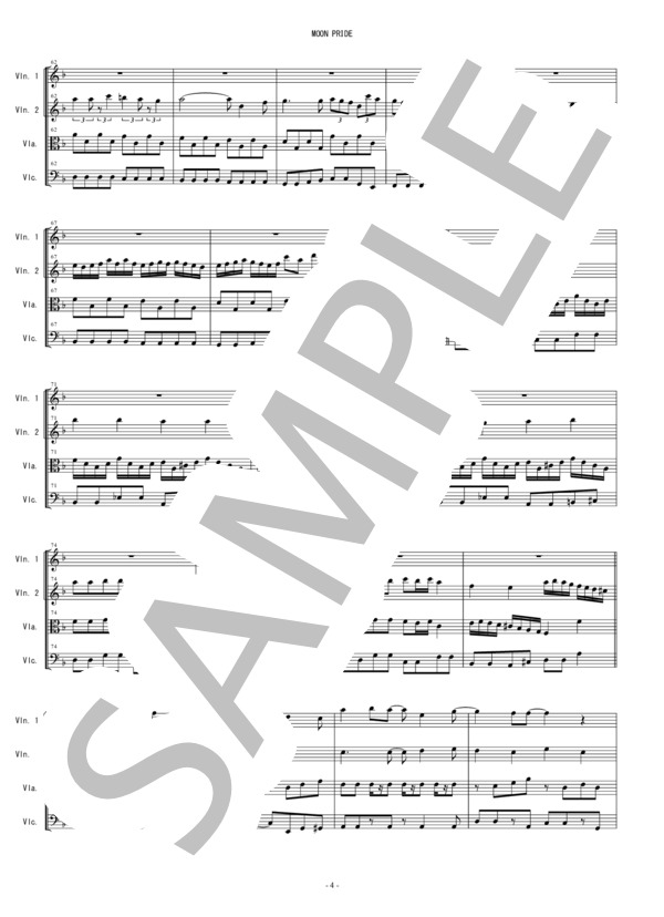 MOON PRIDE ももいろクローバーZ 弦楽四重奏 バイオリン ビオラ チェロ / 中〜上級 - サンプル譜面 4/5