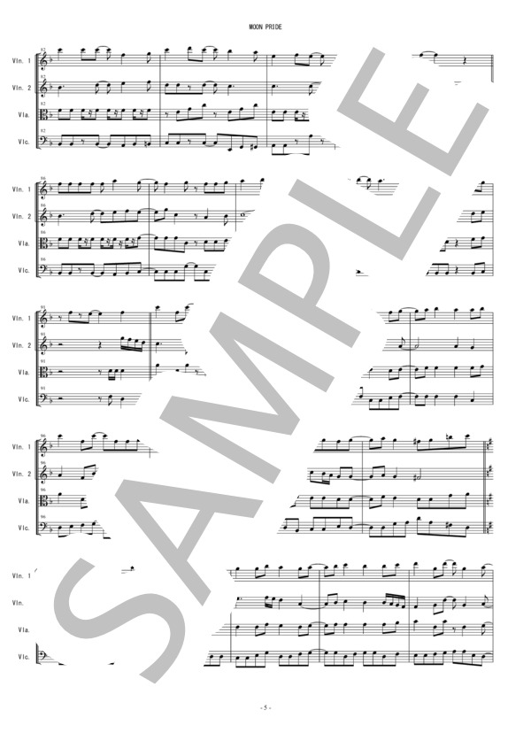 MOON PRIDE ももいろクローバーZ 弦楽四重奏 バイオリン ビオラ チェロ / 中〜上級 - サンプル譜面 5/5