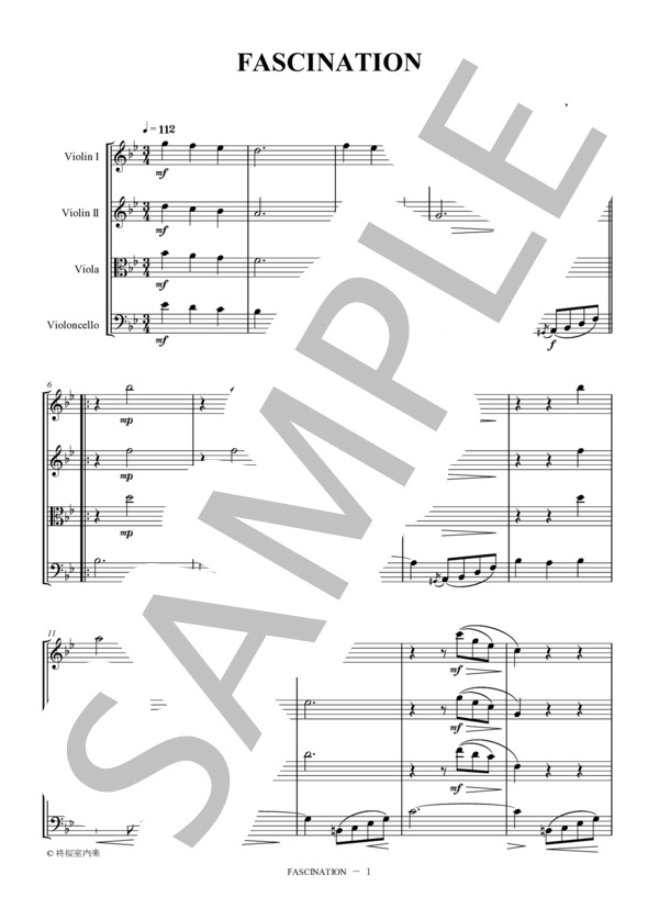 [KTAHMA] 魅惑のワルツ Fascination 弦楽四重奏 バイオリン ビオラ チェロ (フェルモ・ダンテ・マルチェッティ) / 中〜上級 - サンプル譜面 1/5