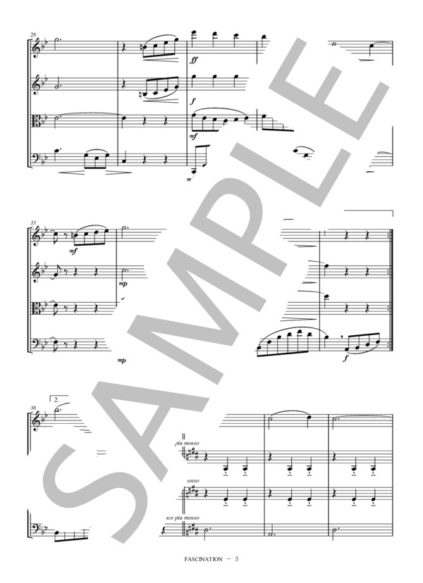 [KTAHMA] 魅惑のワルツ Fascination 弦楽四重奏 バイオリン ビオラ チェロ (フェルモ・ダンテ・マルチェッティ) / 中〜上級 - サンプル譜面 3/5