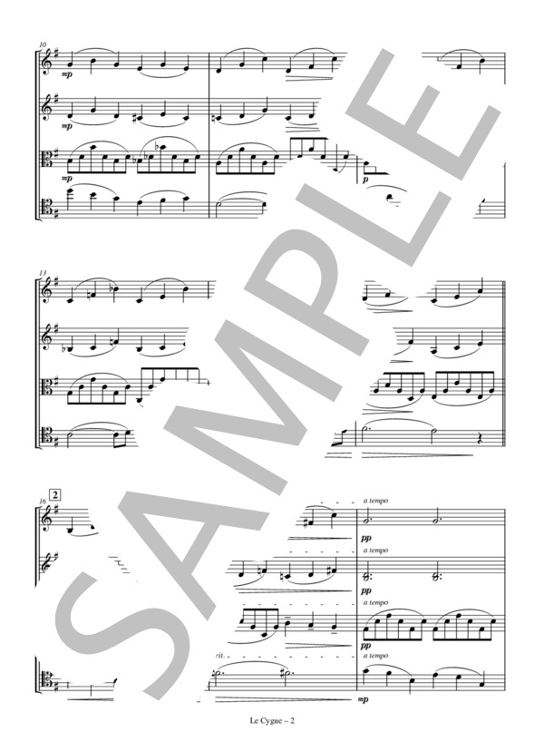 [KTAHMA] 白鳥 サン=サーンス 弦楽四重奏 バイオリン ビオラ チェロ (シャルル・カミーユ・サン=サーンス) / 中〜上級 - サンプル譜面 2/5