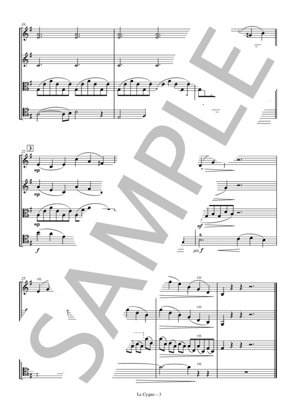 [KTAHMA] 白鳥 サン=サーンス 弦楽四重奏 バイオリン ビオラ チェロ (シャルル・カミーユ・サン=サーンス) / 中〜上級 - サンプル譜面 3/5