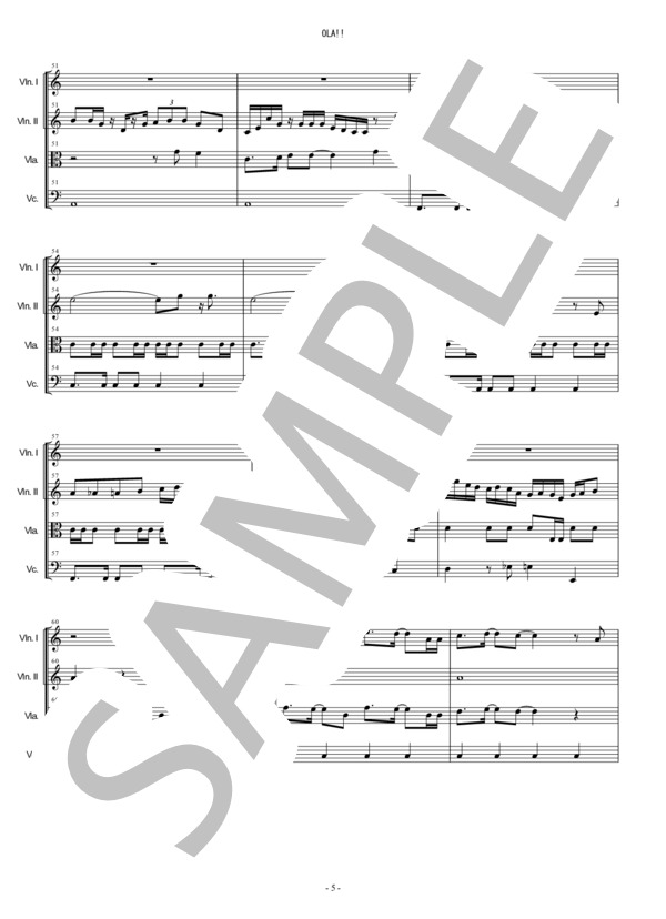OLA!! (クレヨンしんちゃん) ゆず 弦楽四重奏 バイオリン ビオラ チェロ / 中〜上級 - サンプル譜面 5/5