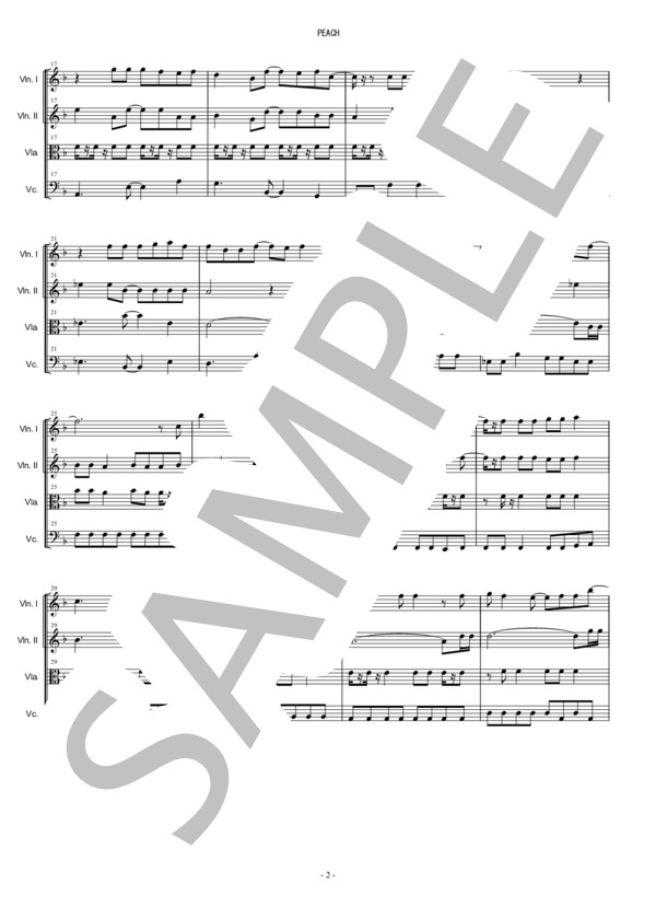 PEACH 大塚愛 弦楽四重奏 バイオリン ビオラ チェロ (大塚 愛) / 中〜上級 - サンプル譜面 2/5