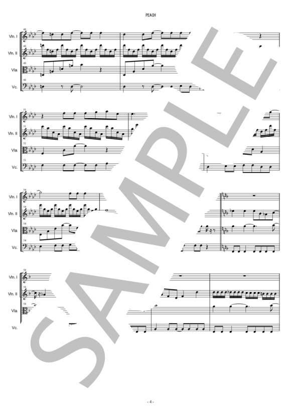 PEACH 大塚愛 弦楽四重奏 バイオリン ビオラ チェロ (大塚 愛) / 中〜上級 - サンプル譜面 4/5