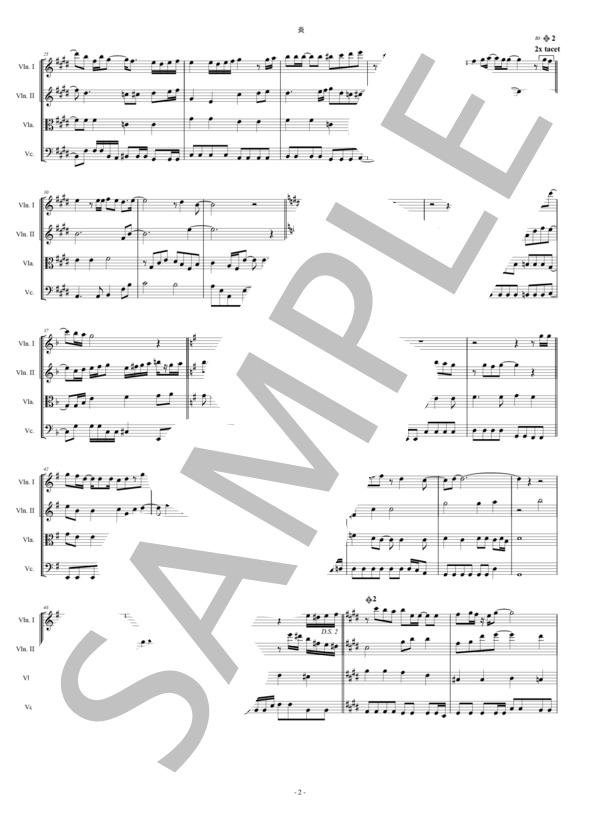 炎 鬼滅の刃 LiSA 弦楽四重奏 スコアとパート (梶浦 由記) / 中〜上級 - サンプル譜面 2/5