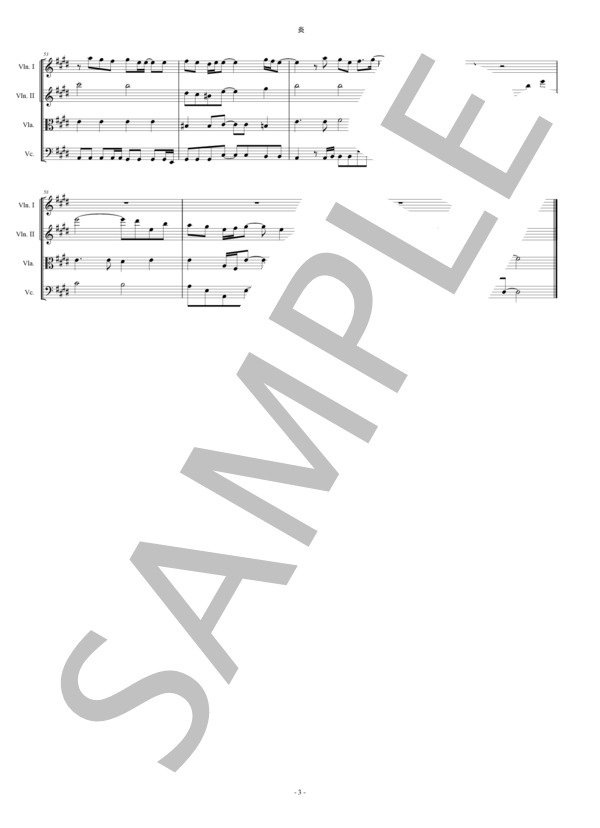 炎 鬼滅の刃 LiSA 弦楽四重奏 スコアとパート (梶浦 由記) / 中〜上級 - サンプル譜面 3/5